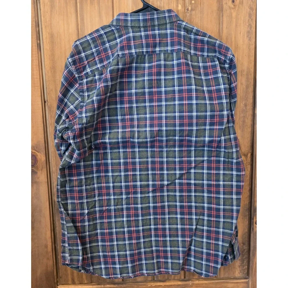 Banana Republic Flannel Shirt Mens M Blue‎ Green Plaid Excellent Long Sleeve Top